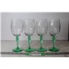 Image 2 : (4) Tiffin-Franciscan "Psyche Green" Uranium Glass Stemmed Wine Glasses