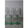Image 3 : (4) Tiffin-Franciscan "Psyche Green" Uranium Glass Stemmed Wine Glasses