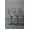 Image 4 : (4) Tiffin-Franciscan "Psyche Green" Uranium Glass Stemmed Wine Glasses