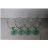 Image 7 : (4) Tiffin-Franciscan "Psyche Green" Uranium Glass Stemmed Wine Glasses