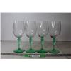 Image 2 : (4)Tiffin-Franciscan "Psyche Green" Uranium Glass Stemmed Wine Glasses