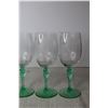 Image 3 : (4) Tiffin-Franciscan "Psyche Green" Uranium Glass Stemmed Wine Glasses