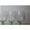Image 5 : (4) Tiffin-Franciscan "Psyche Green" Uranium Glass Stemmed Wine Glasses