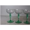 Image 4 : (4) Tiffin-Franciscan "Psyche Green" Uranium Glass Stemmed Champagne Glasses