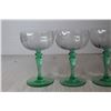 Image 4 : (3) Tiffin-Franciscan "Psyche Green" Uranium Glass Stemmed Champagne Glasses