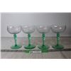 Image 2 : (4) Tiffin-Franciscan "Psyche Green" Uranium Glass Stemmed Champagne Glasses
