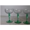 Image 4 : (4) Tiffin-Franciscan "Psyche Green" Uranium Glass Stemmed Champagne Glasses