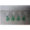 Image 5 : (4) Tiffin-Franciscan "Psyche Green" Uranium Glass Stemmed Champagne Glasses
