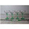 Image 2 : (4) Tiffin-Franciscan "Psyche Green" Uranium Glass Stemmed Liquor Glasses