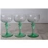 Image 3 : (4) Tiffin-Franciscan "Psyche Green" Uranium Glass Stemmed Liquor Glasses