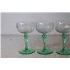 Image 4 : (4) Tiffin-Franciscan "Psyche Green" Uranium Glass Stemmed Liquor Glasses