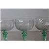 Image 5 : (4) Tiffin-Franciscan "Psyche Green" Uranium Glass Stemmed Liquor Glasses
