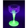 Image 1 : (3) Tiffin-Franciscan "Psyche Green" Uranium Glass Stemmed Liquor Glasses