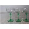 Image 3 : (3) Tiffin-Franciscan "Psyche Green" Uranium Glass Stemmed Liquor Glasses
