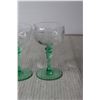 Image 4 : (3) Tiffin-Franciscan "Psyche Green" Uranium Glass Stemmed Liquor Glasses