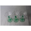 Image 5 : (3) Tiffin-Franciscan "Psyche Green" Uranium Glass Stemmed Liquor Glasses