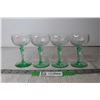 Image 2 : (4) Tiffin-Franciscan "Psyche Green" Uranium Glass Stemmed Liquor Glasses