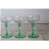 Image 3 : (4) Tiffin-Franciscan "Psyche Green" Uranium Glass Stemmed Liquor Glasses