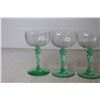 Image 4 : (4) Tiffin-Franciscan "Psyche Green" Uranium Glass Stemmed Liquor Glasses