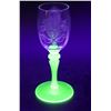 Image 1 : (5) Tiffin-Franciscan "Psyche Green" Uranium Glass Stemmed Ice Wine/Digestif Glasses