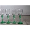 Image 3 : (5) Tiffin-Franciscan "Psyche Green" Uranium Glass Stemmed Ice Wine/Digestif Glasses
