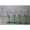Image 4 : (5) Tiffin-Franciscan "Psyche Green" Uranium Glass Stemmed Ice Wine/Digestif Glasses