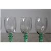 Image 5 : (5) Tiffin-Franciscan "Psyche Green" Uranium Glass Stemmed Ice Wine/Digestif Glasses