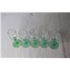 Image 6 : (5) Tiffin-Franciscan "Psyche Green" Uranium Glass Stemmed Ice Wine/Digestif Glasses
