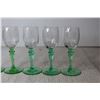 Image 3 : (6) Tiffin-Franciscan "Psyche Green" Uranium Glass Stemmed Ice Wine / Digestif Glasses