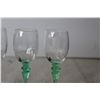 Image 6 : (6) Tiffin-Franciscan "Psyche Green" Uranium Glass Stemmed Ice Wine / Digestif Glasses
