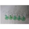 Image 7 : (6) Tiffin-Franciscan "Psyche Green" Uranium Glass Stemmed Ice Wine / Digestif Glasses
