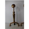 Image 3 : Pair of Brass Art Deco Andirons (16" Tall)