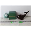 Image 1 : Wooden Whale Figurine and Christmas Ornament