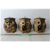 Image 1 : (3) 1970s Hanging Pottery Owl Tea Light Holders