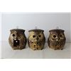Image 4 : (3) 1970s Hanging Pottery Owl Tea Light Holders