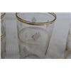 Image 2 : (4) MCM Gold Striped Highball Glasses with Frosted Diamond Decor