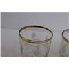Image 3 : (4) MCM Gold Striped Highball Glasses with Frosted Diamond Decor