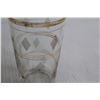 Image 4 : (4) MCM Gold Striped Highball Glasses with Frosted Diamond Decor