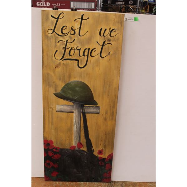 *Lest We Forget Wooden Folk Art Sign - 20  x 48 