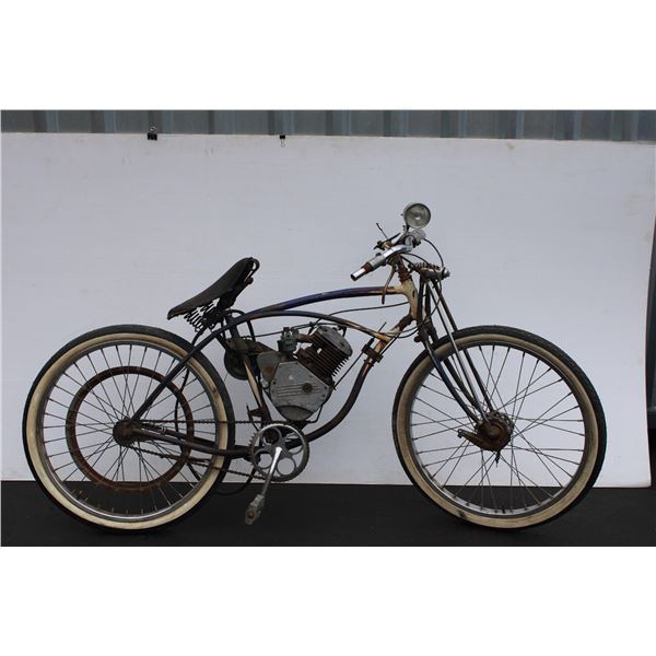 ** (Late 1930's) Schwin Motorized Bike w/ Tote of Spare Parts Some Whizzer