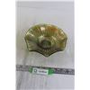 Image 1 : Northwood Green Carnival Glass Ray Pattern Ruffled Bowl