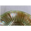 Image 2 : Northwood Green Carnival Glass Ray Pattern Ruffled Bowl