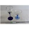 Image 1 : (2) Blue-Stemmed Décor Glasses (Candleholders or Rose Bowls)