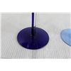 Image 2 : (2) Blue-Stemmed Décor Glasses (Candleholders or Rose Bowls)