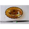 Image 1 : Amber Carnival Glass Large Footed Oval Fruit Bowl "Harvest Grapes"