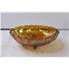 Image 3 : Amber Carnival Glass Large Footed Oval Fruit Bowl "Harvest Grapes"