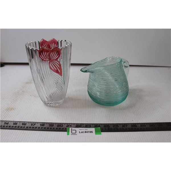 Glass Pitcher and Glass Vase