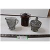 Image 1 : Anchor Hocking Wexford Creamer and Sugar Bowls + Small Crock