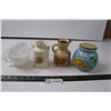 Image 1 : (2) Federal Glass Cups, Vinegar and Cream Holders and Vacation Fund Jar