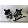 Image 1 : (2) Vintage Lantern Style Light Cases  + (2) Metal Hangers